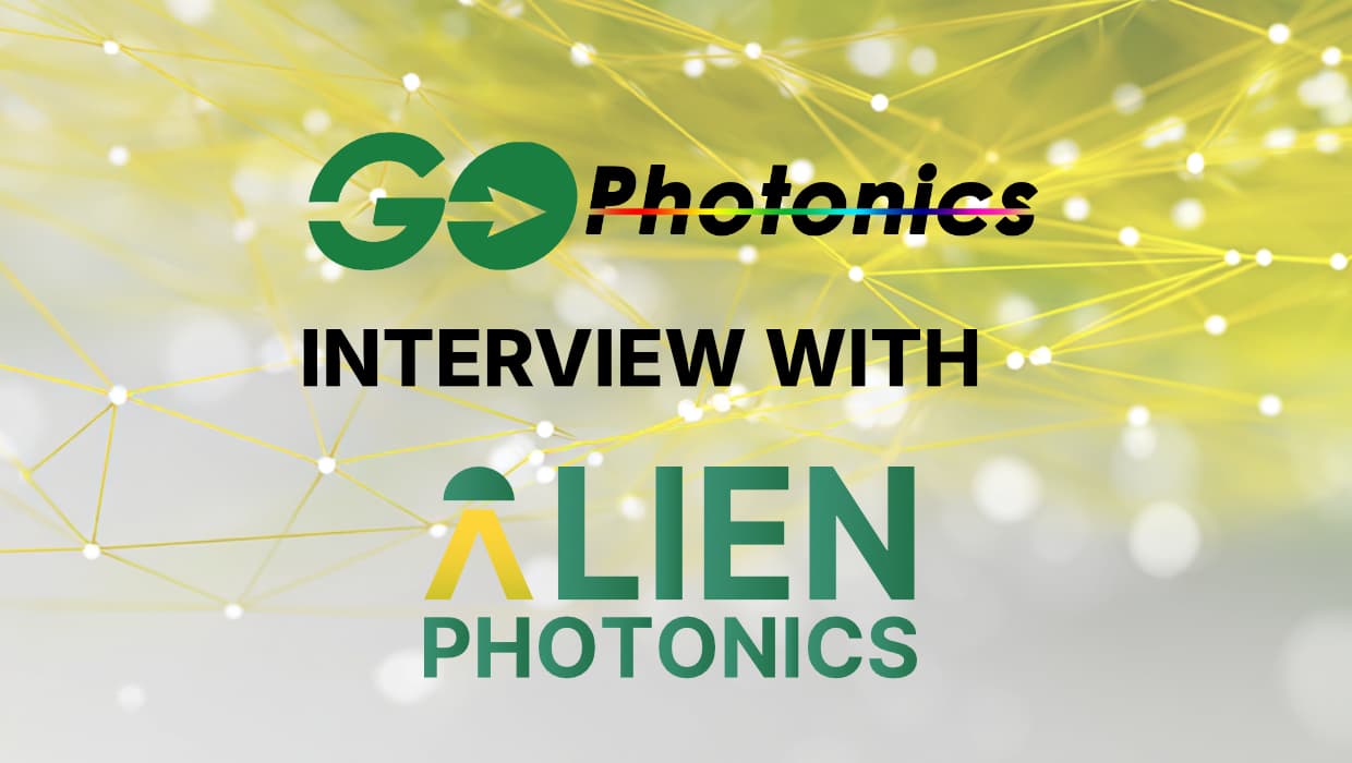 GoPhotonics logo and Alien Photonics logo in green-yellow futuristic background